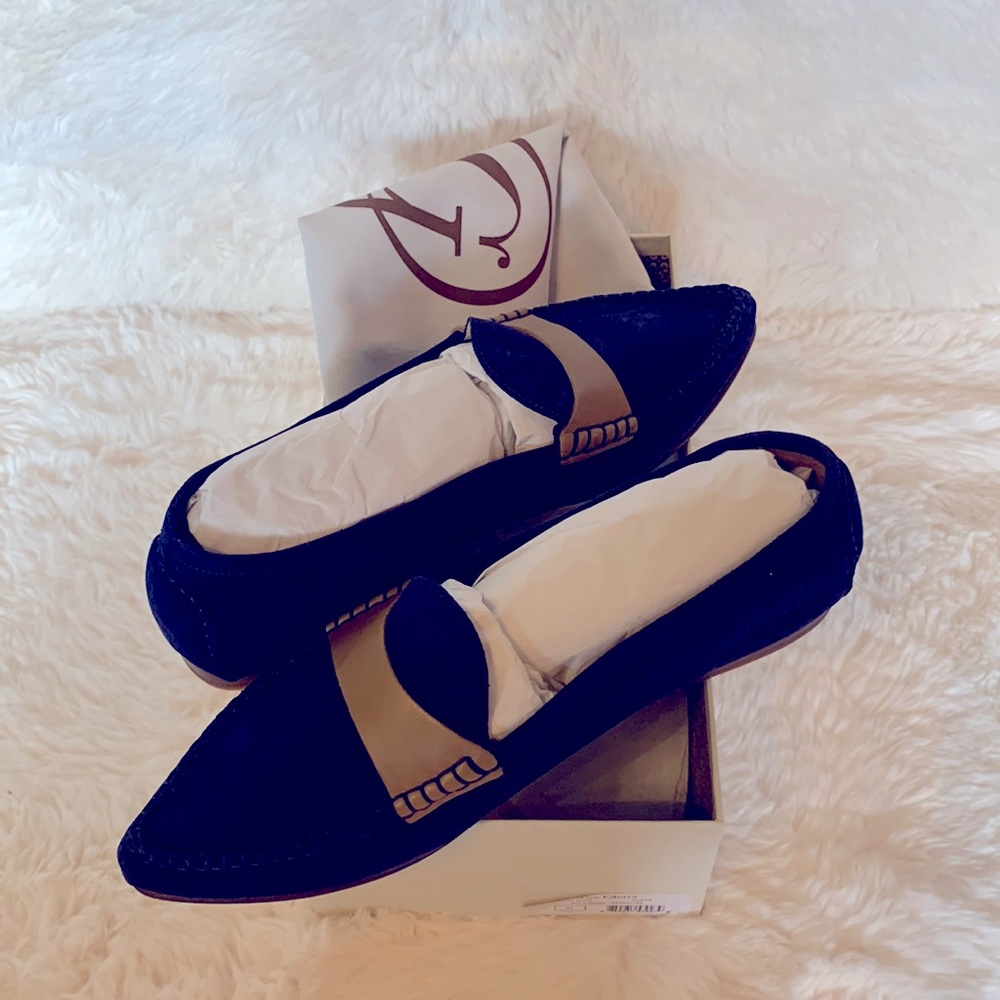 M Gemi Blue Suede Loafers New in Box Size 41